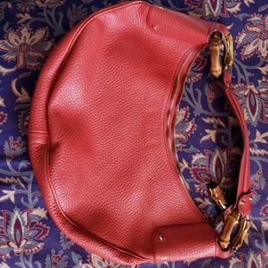 Gucci  Half Moon Leather Bamboo Ring Hobo Orange